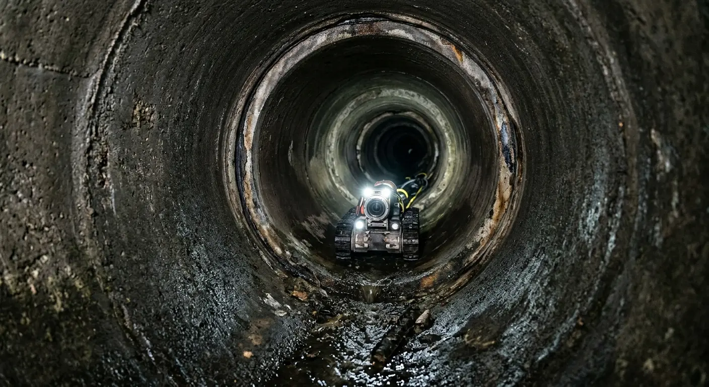 Robotic sewer camera inspecting pipe interior for Sewer Line Cleaning in El Cajon